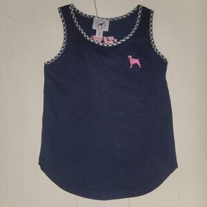 Southern Girl Prep NEW Sleeveless tank Shirt Cotton large CASUAL dark blue plaid